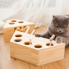 JOUET WHACK-A-MOLE POUR CHAT EN BOIS